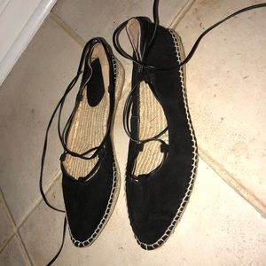 Black lace up flats